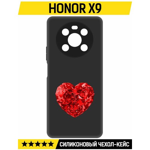Чехол-накладка Krutoff Soft Case Рубиновое сердце для Honor X9 черный чехол накладка krutoff soft case рубиновое сердце для honor x8a черный