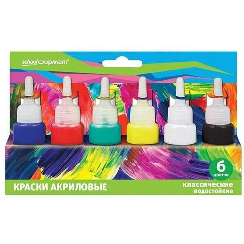 Краски акриловые 6 цветов schoolформат Color Game, по 27мл