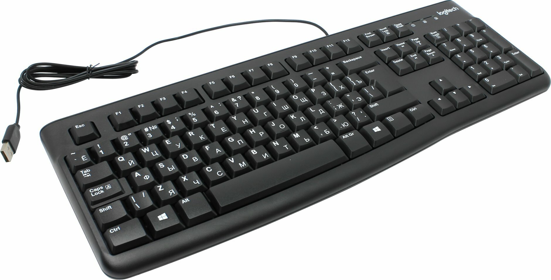 Клавиатура Logitech K120, мембранная, проводная, USB, черный (920-002522)