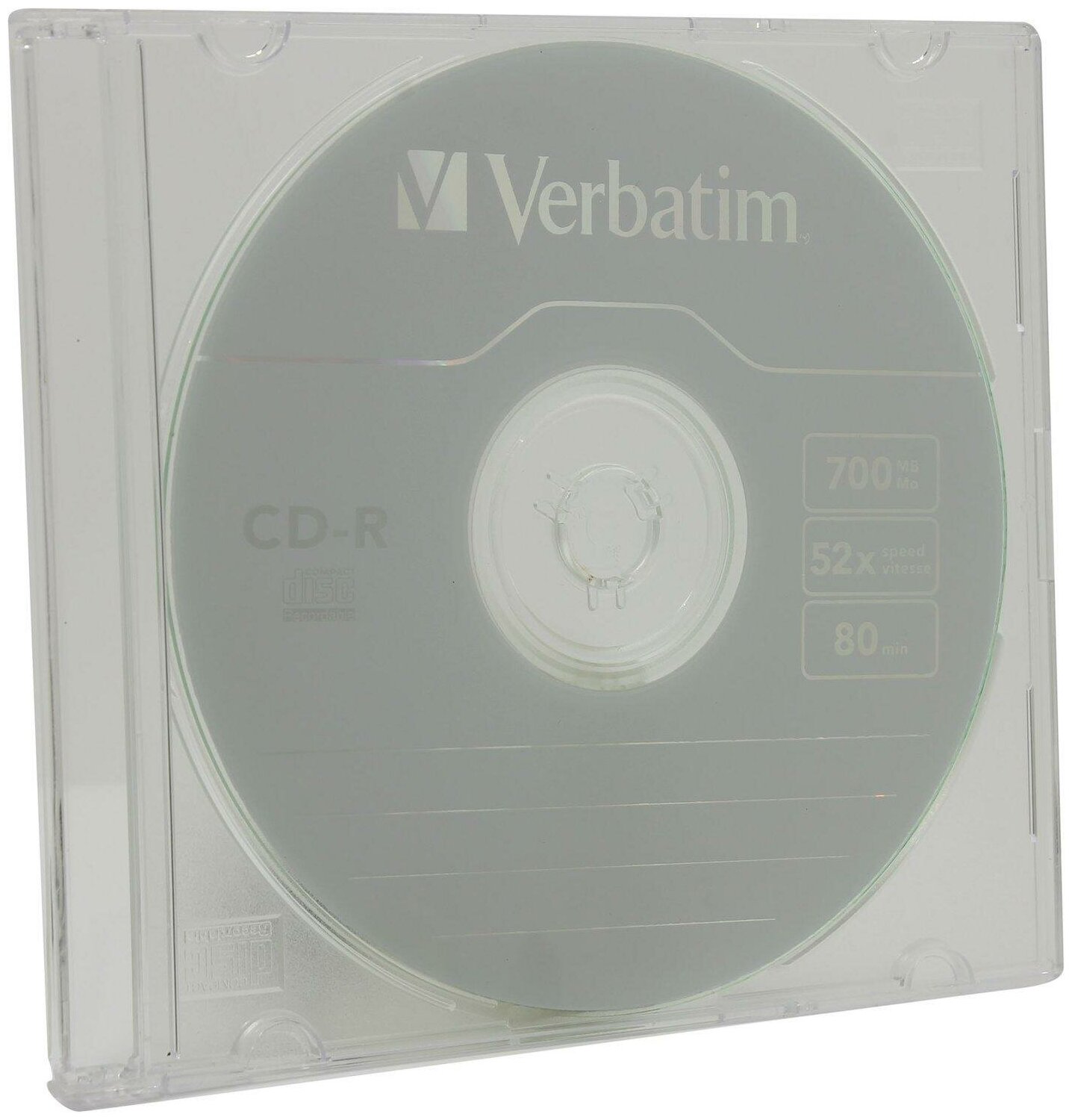 Оптический диск CD-R VERBATIM 700Мб 52x, 1шт, slim case [43347]