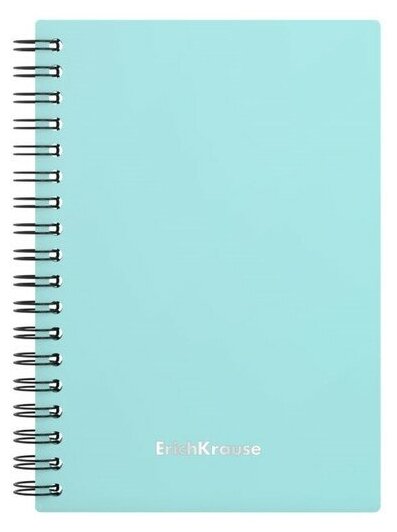 Тетрадь А6, 80л кл на гребне ErichKrause Pastel Mint 53699, пласт. обл, тисн."песок", мятная 7995497