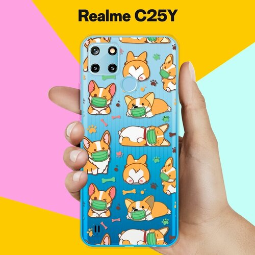 силиконовый чехол на realme c25y собаки для реалми ц25 ай Силиконовый чехол на realme C25Y Корги в масках / для Реалми Ц25 Ай