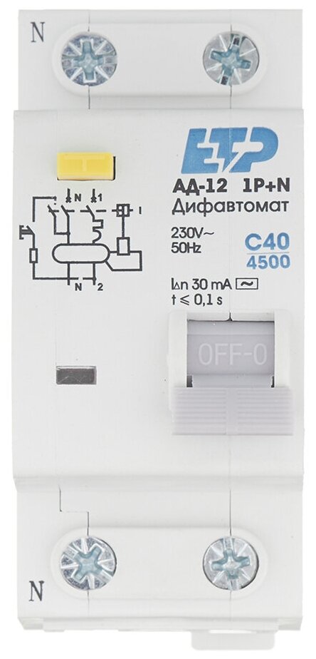 ETP Дифференциальный автомат АД-12 1P+N 40A/30мА (хар. С) ETP
