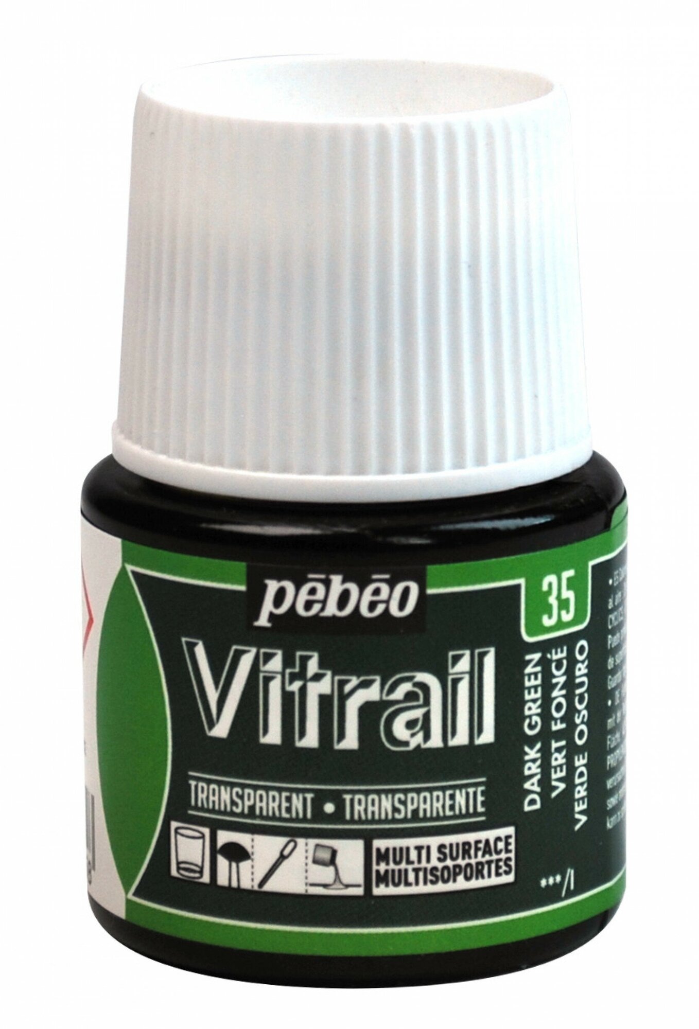 Краска для стекла и металла Vitrail PEBEO лаковая прозрачная, 45 мл, цвет: 050-035 темно-зеленый