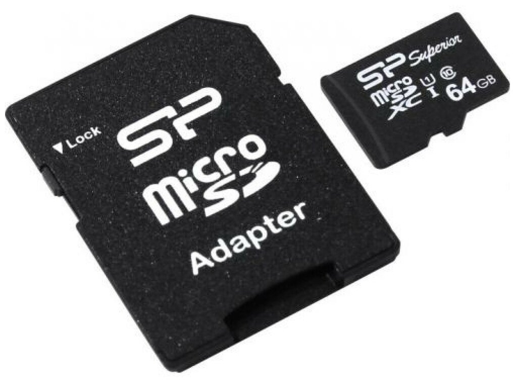 Флеш карта microSD 64GB Silicon Power Superior microSDXC Class 10 Uhs-i U3 90/80 MB/s (SD адаптер) S .