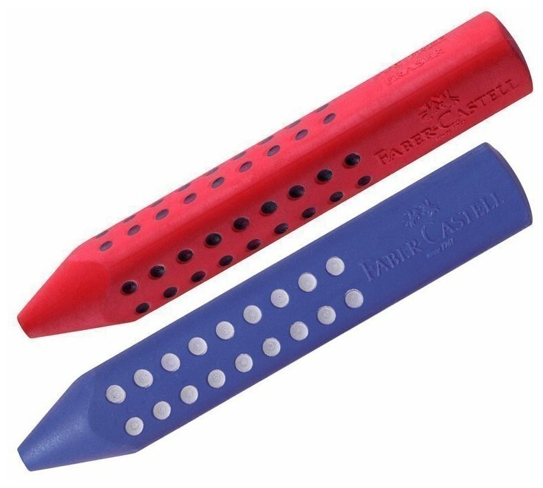 Ластик Faber-Castell "Grip 2001", трехгранный, 90*15*15мм, красный/синий