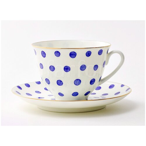 Чашка с блюдцем чайная Настроение. Polka dot Весенняя