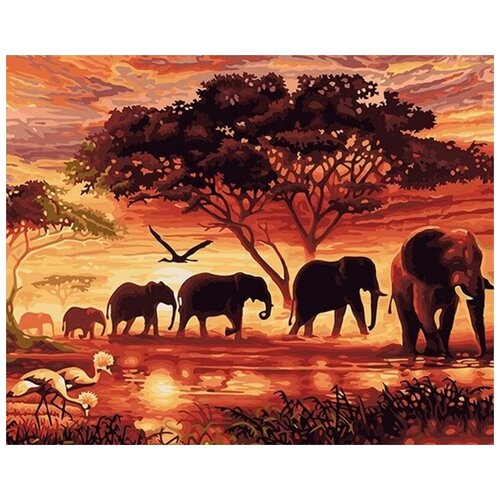 Картина по номерам Африканский пейзаж 40х50 см картина по номерам пейзаж зима на подрамнике 40х50 см животные волки