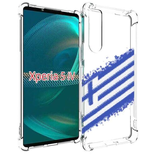 Чехол MyPads флаг Греции для Sony Xperia 5 IV (5-4) задняя-панель-накладка-бампер