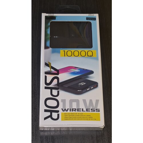 Портативный аккумулятор ASPOR 10000 mah. Model: A 361 PD (Power bank) портативный аккумулятор hoco j38 comprehensive 10000 mah белый