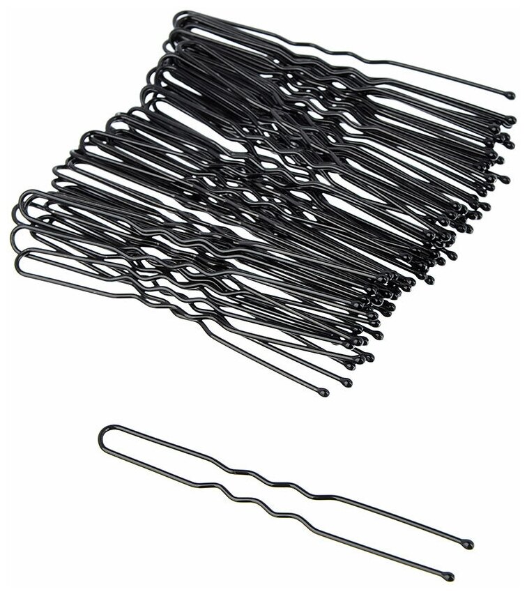 BERIOTTI / Набор шпилек для волос 50 штук, длина 6 см, черные - фотография № 4