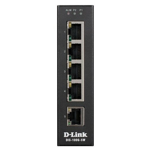 D-Link Сетевое оборудование DIS-100G-5W A1A Промышленный неуправляемый коммутатор с 5 портами 10 100 1000Base-T 2274000₽