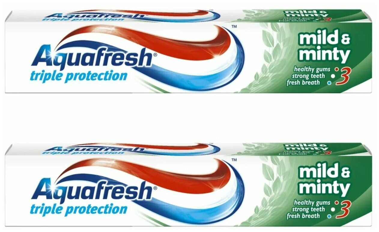 Aquafresh Зубная паста Total Care 3 мягко-мятная 50 мл, 2 шт