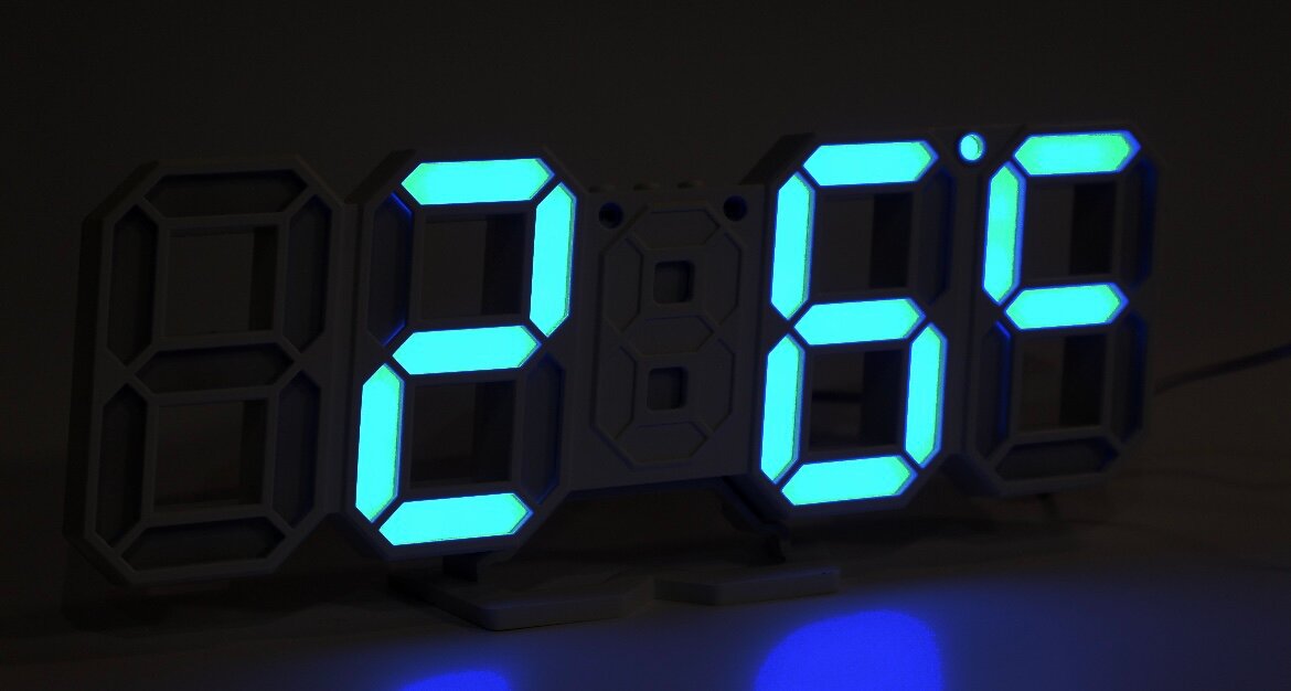 Настольные настенные электронные часы с календарем, термометром и функцией будильника с синей подсветкой
