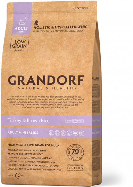 Grandorf Sensitive Mini Корм для собак мелких пород с чувствительным пищеварением с Индейкой и Бурым рисом