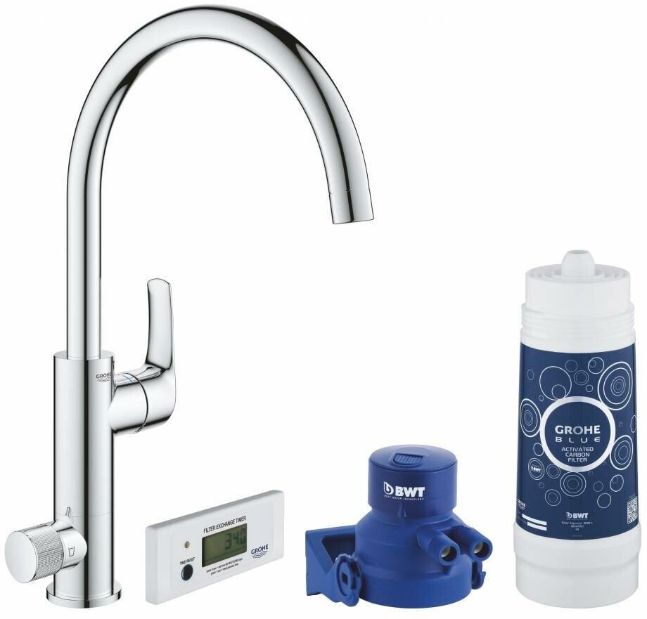 Grohe Смеситель Grohe 30387000 Blue Pure Mono для мойки, с фильтром, хром