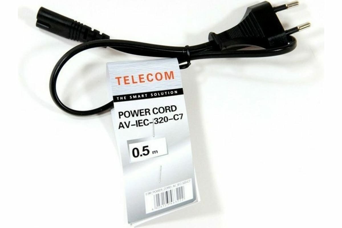 Кабель для аудио-видео техники IEC-320-C7--розетка 220V, 2-pin, TELECOM ,0.5м , черный - фото №8