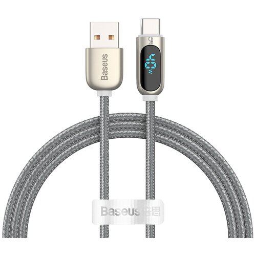 Кабель Baseus Display Fast Charging Data Cable USB Type-C 5A 1 м, цвет Серебристый (CATSK-0S) CATSK-0S