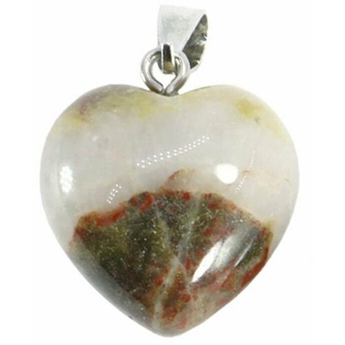 фото Кулон / подвеска / талисман сердце объемное из натурального камня со шнурком, яшма космическая, 2см growup