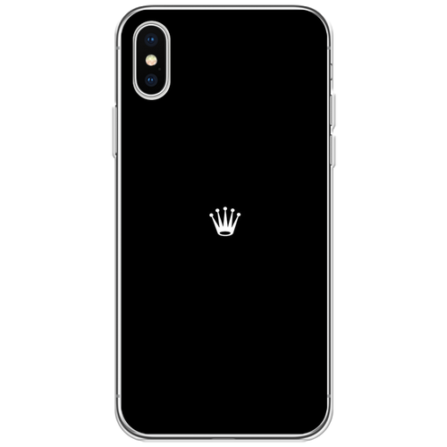 Силиконовый чехол на Apple iPhone XS Max / Айфон XS Max Белая корона на черном фоне силиконовый чехол на apple iphone 15 айфон 15 белая корона на черном фоне