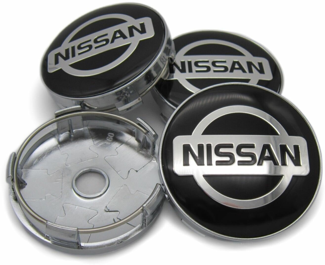 Колпачки заглушки на литые диски Ниссан 60/56 мм, комплект 4 шт.