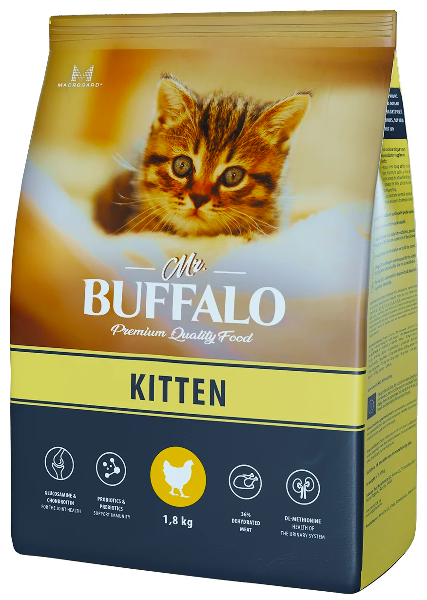 Mr. Buffalo KITTEN сухой корм для котят курица 1,8кг