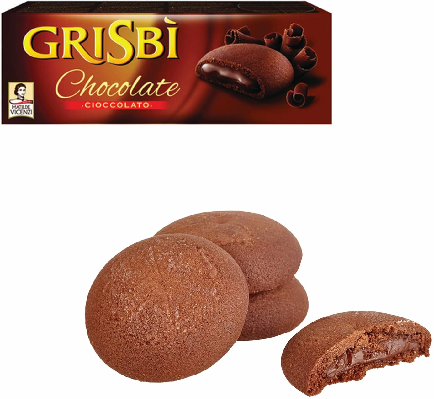 Печенье GRISBI (Гризби) "Chocolate", с начинкой из шоколадного крема, 150 г, Италия, 13827 В комплекте: 2шт.