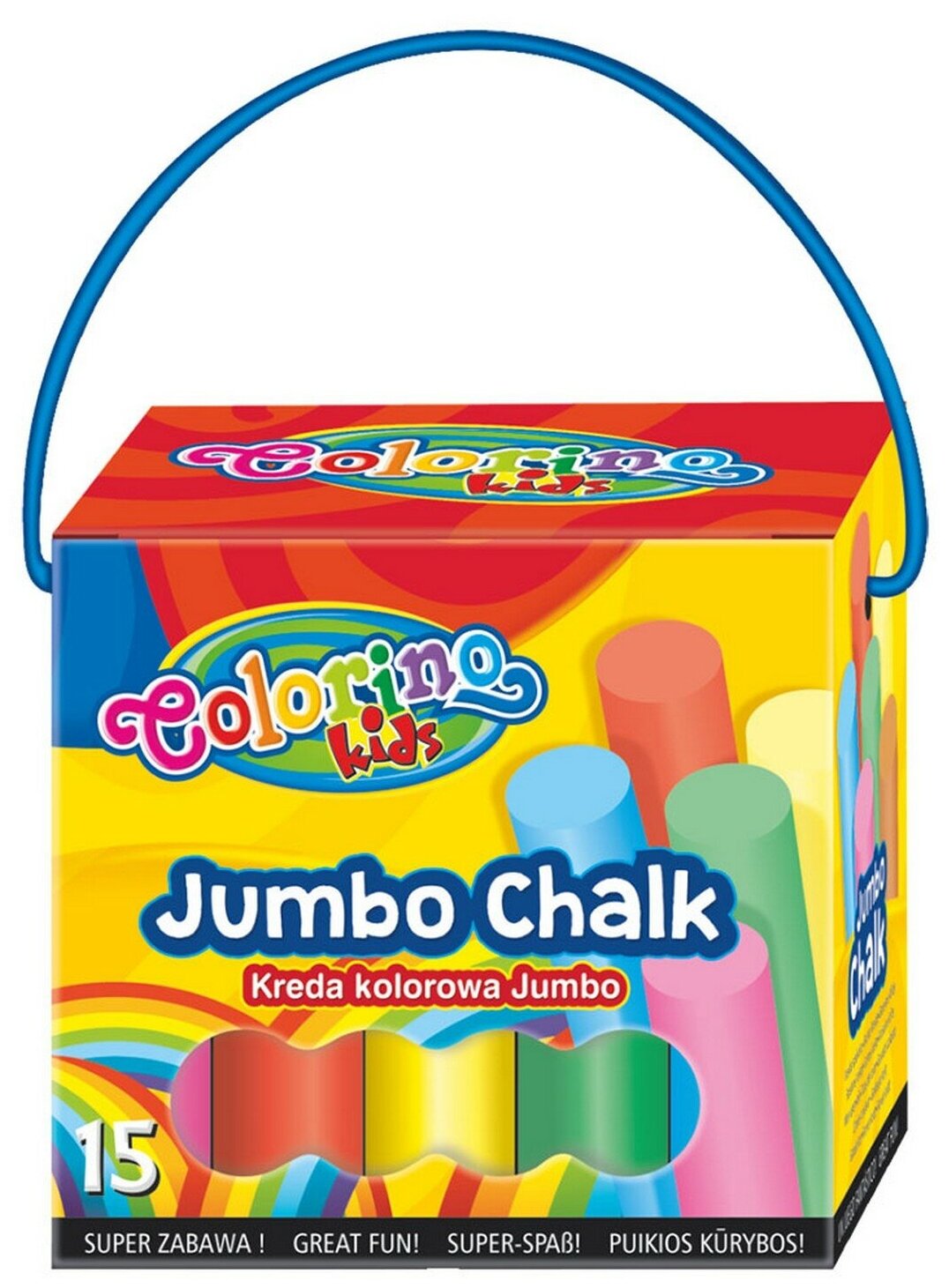 Цветной мел Colorino "JUMBO" 8 цветов 15 шт, картонная коробка с ручкой