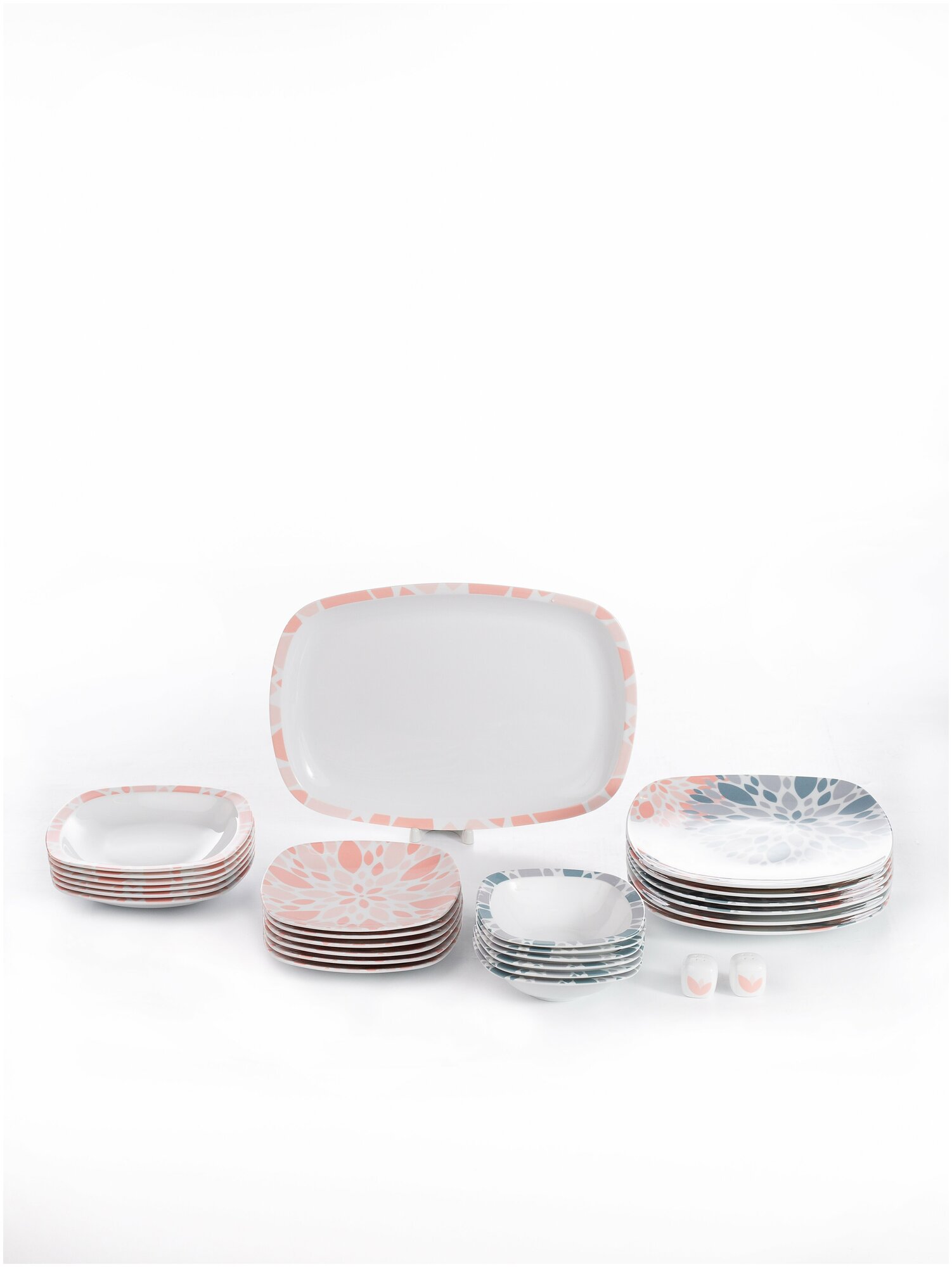Сервиз столовый. Zarin Iran Porcelain Industries Co. Quattro, Selena Pink столовый набор 27 предметов.