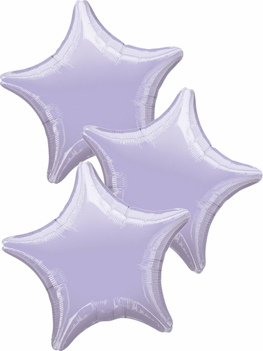 Набор воздушных шаров Anagram звёзды Пастель, Лиловый, 46 см, 3 шт