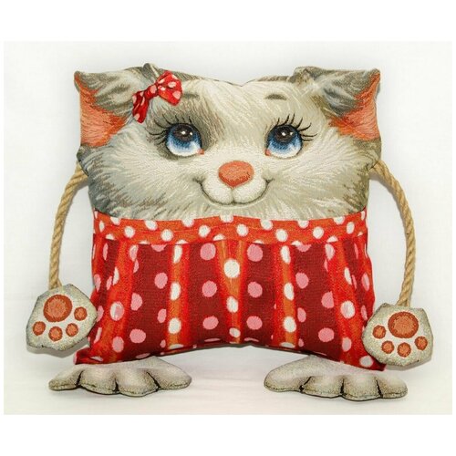 Подушка-игрушка Гобеленовая 35х45 Добряша с бантиком и карманом 2052₽