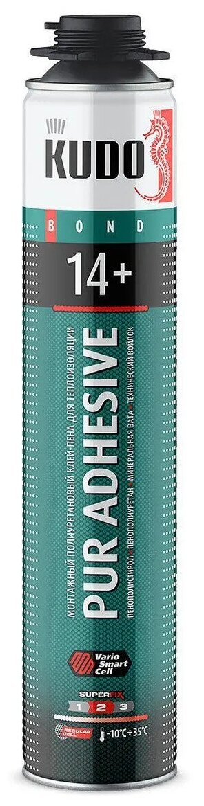 фото Монтажный полиуретановый Клей-Пена KUDO PUR ADHESIVE PROFF 14+ для теплоизоляции, 1 шт