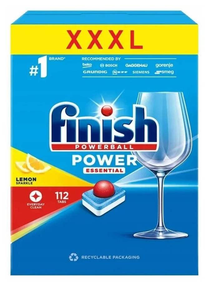 Таблетки для посудомоечной машины Finish Powerball Power Essential лимон 112 шт