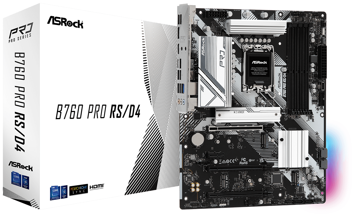 Материнская плата Asrock B760 PRO RS/D4 (LGA1700, ATX)