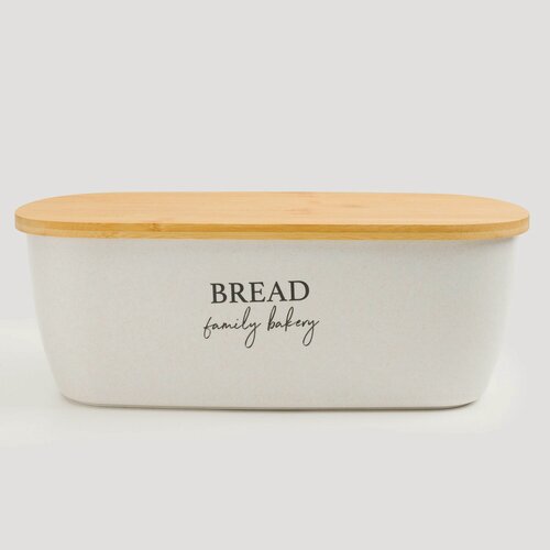 Изображение товара Хлебница, 37х21х13 см, с разделочной доской, бамбук, овальная, молочная, Family bakery, Course