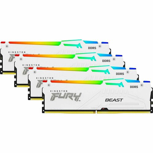 Оперативная память KINGSTON FURY Beast White RGB DIMM DDR5 64GB 4x16GB 5200 MHz KF552C40BWAK4-64 22740₽