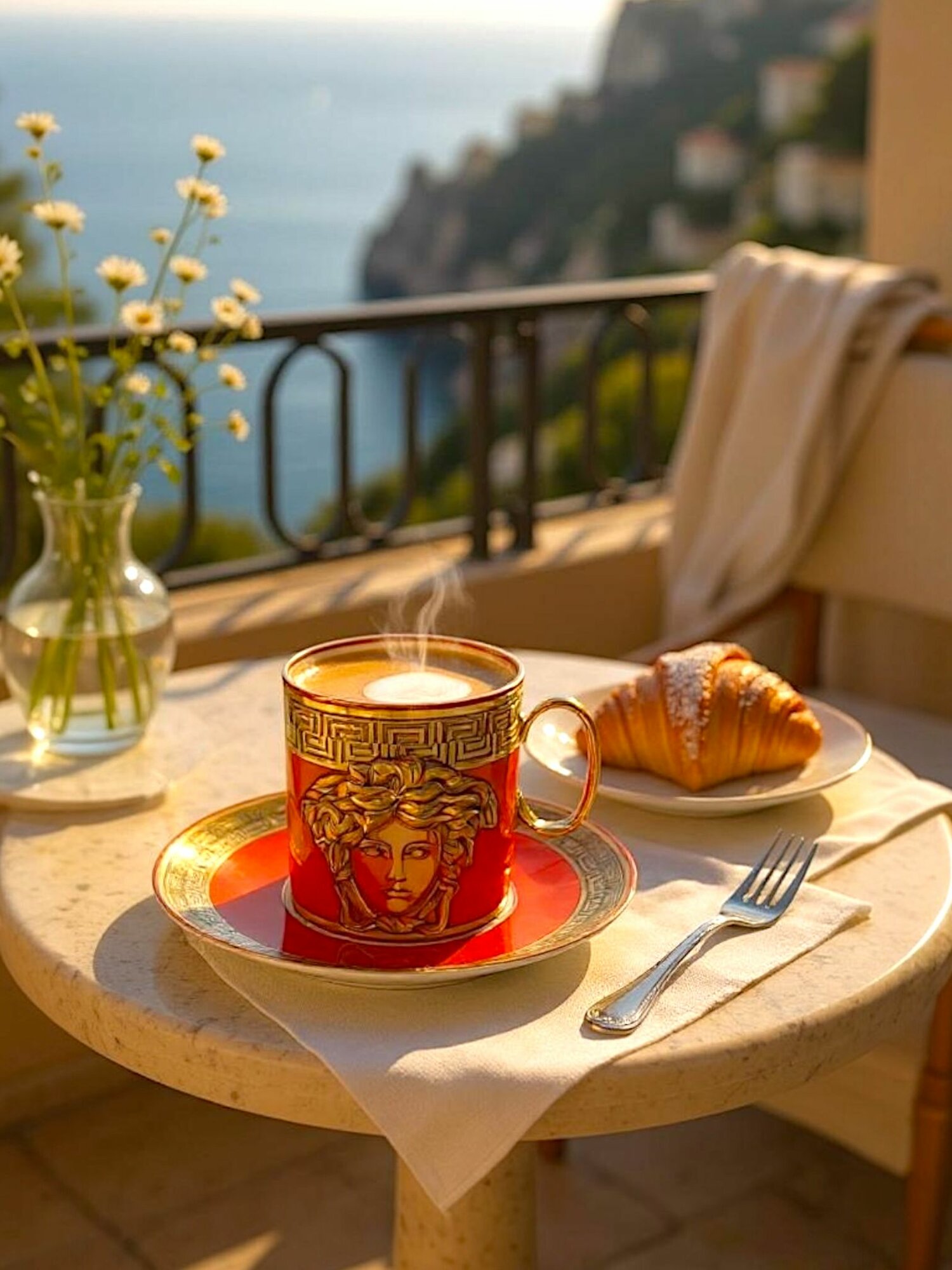 Кофейная пара Versace Medusa Amplified Pink Coin для американо/каппучино, 230 мл.