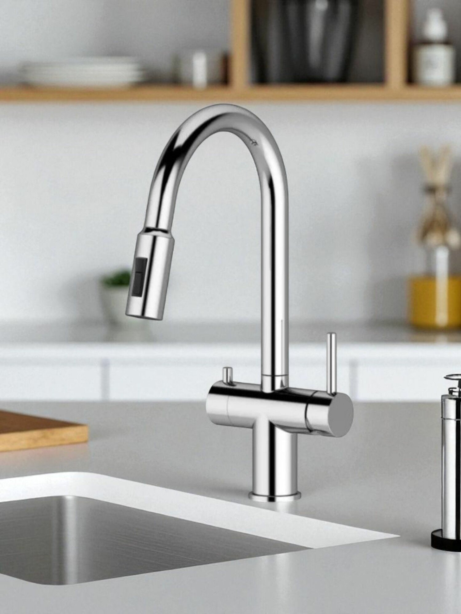 Смеситель для кухни ViEiR V15060-L хром с выдвижным изливом и с подключением к фильтру питьевой водыУдлинитель латунный 3/4 100мм