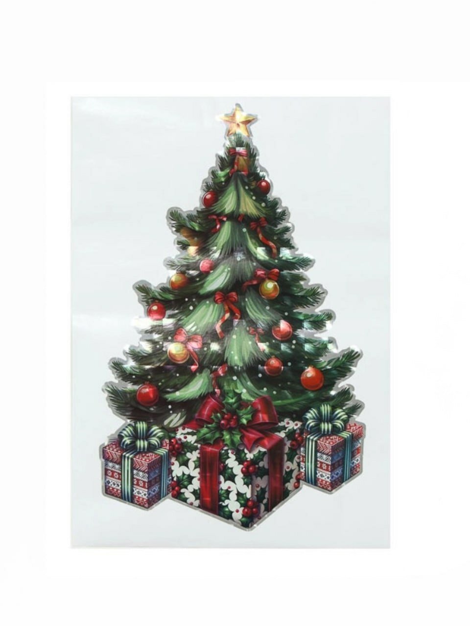 Наклейка декоративная ПВХ 27x38 см UV печать для новогоднего декора  легко крепится на любую гладкую поверхность не оставляет следов после удаления