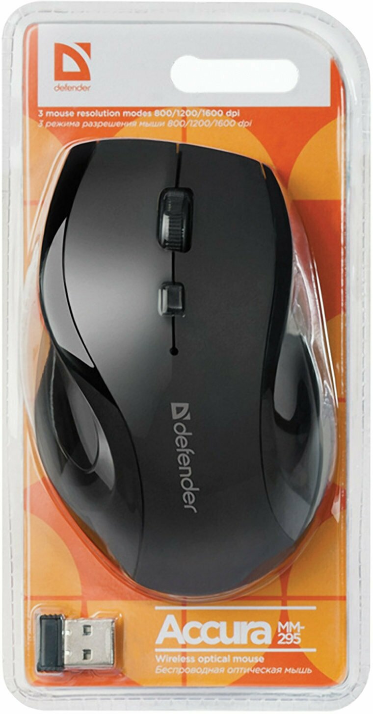 Мышь DEFENDER Accura MM-295 Wireless Black - фотография № 19