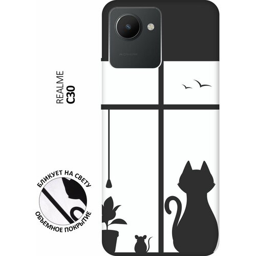 Матовый чехол Cat and Mouse для realme C30 / Рилми С30 с 3D эффектом черный матовый чехол scratchy and wall для realme c30 рилми с30 с 3d эффектом красный