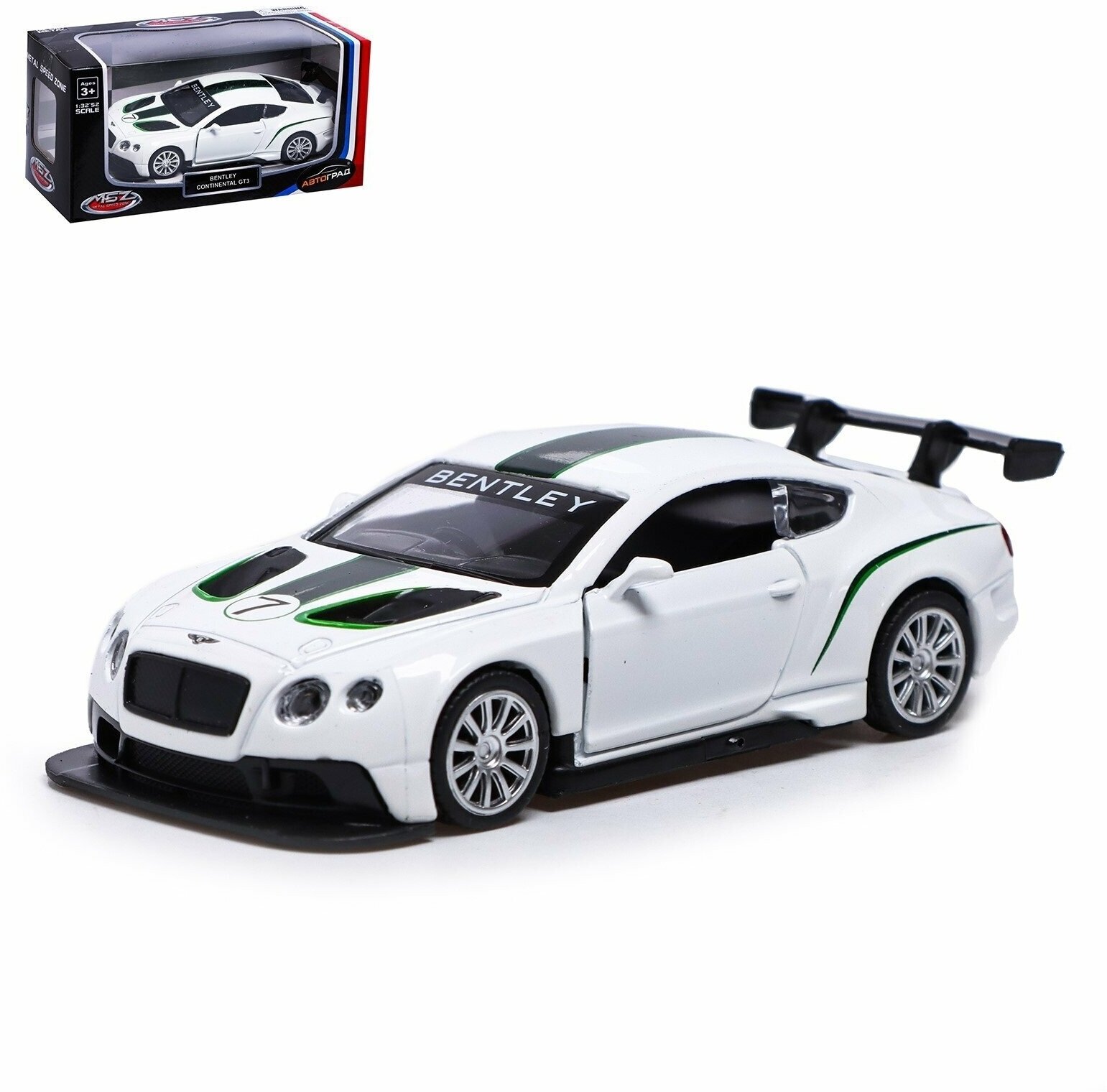 Машина металлическая автоград "BENTLEY CONTINENTAL GT3" , 1:43, инерция, открываются двери