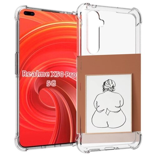 Чехол MyPads Body Positive Female Figure Line Art женский для Realme X50 Pro задняя-панель-накладка-бампер чехол mypads body positive female figure line art женский для tecno pop 5 go задняя панель накладка бампер