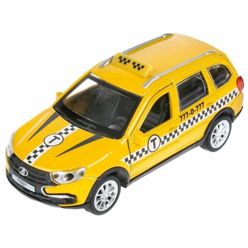 Машина металлическая Технопарк свет и звук, Lada Granta Cross 2019 такси, 12 см, инерция, желтый (GRANTACRS-12SLTAX-YE)удалить ПО задаче машина lada granta такси 12см технопарк