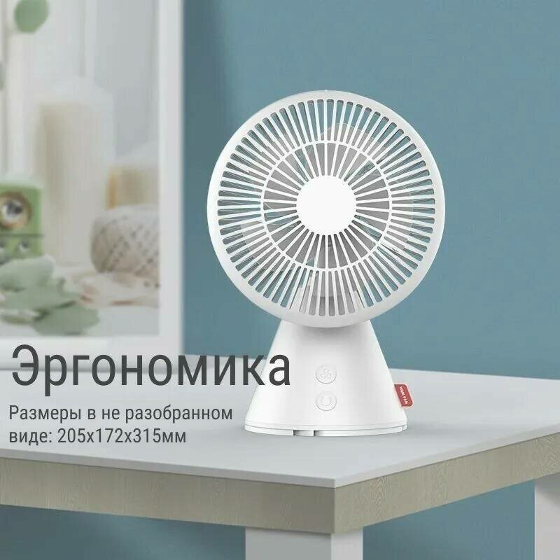 Вентилятор 2в1 настольный + напольный, портативный, поворотный вентилятор FS03, белый - фотография № 3