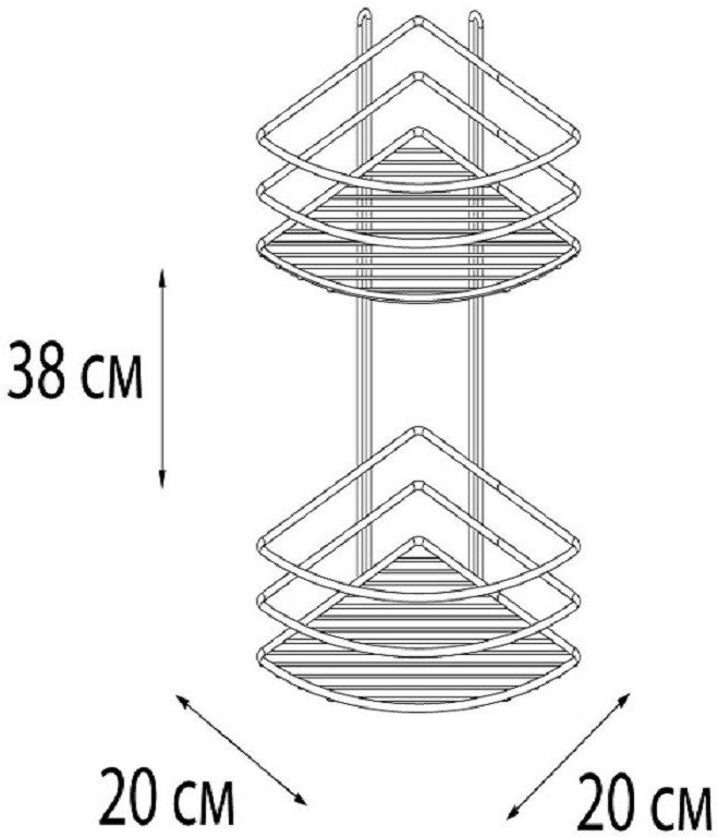Полка корзина Fixsen угловая, двухэтажная, черная - фотография № 5