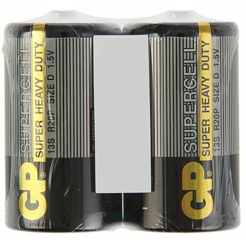 Батарейка солевая GP Supercell Super Heavy Duty, 13S R20Р, 1.5В, спайка, 2 шт. батарейка солевая gp powerplus heavy duty c r14 2s 1 5в спайка 2 шт