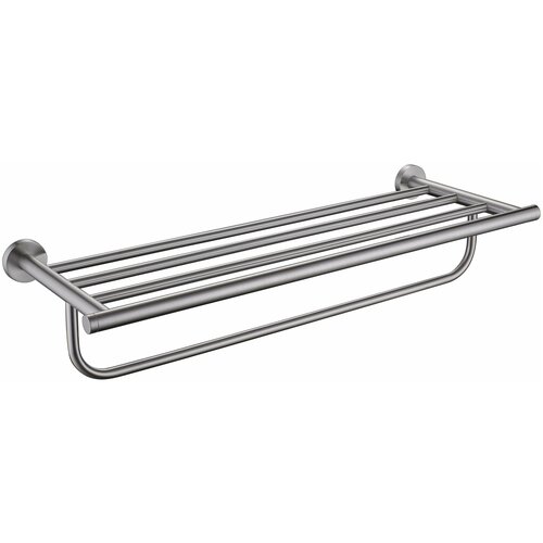 Полка с держателем для полотенец в ванную комнату EMPOLO, матовая полированная