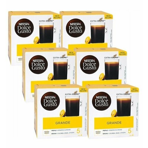 Капсулы Nescafe Dolce Gusto Grande 6 x 16 / Нескафе Дольче Густо Грандэ 96 капсул