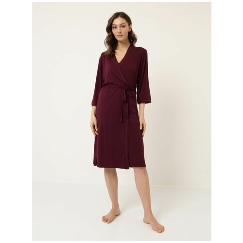 Пижама Luisa Moretti, укороченный рукав, пояс, размер S, бордовый